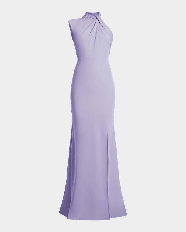 Asymmetric Sleeveless Twist-Front Gown
